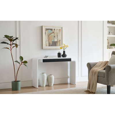 Rounded Silhouette Console Table - Sofa Entryway Table with 2 Drawers for Living Room, Hallway, Entryway