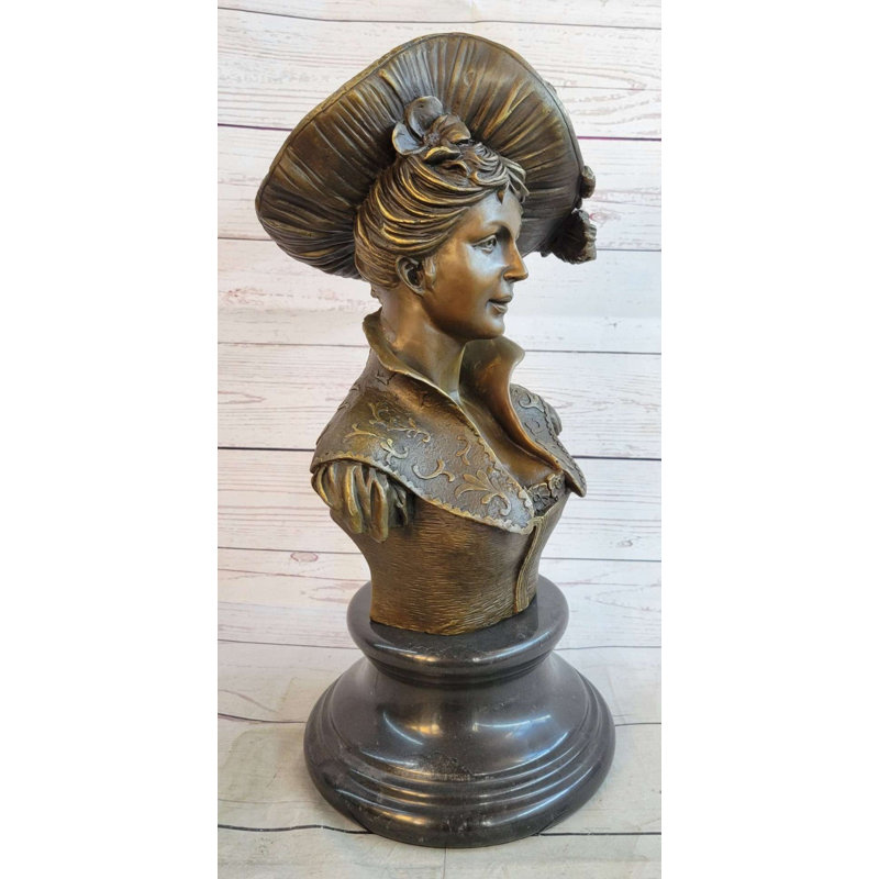 Victorian Bronze Bust Sculpture with Marble Base