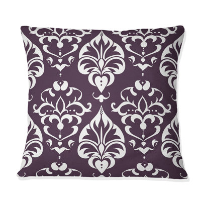 Coussin décoratif mauve blanc damassé Elegance III - Modern