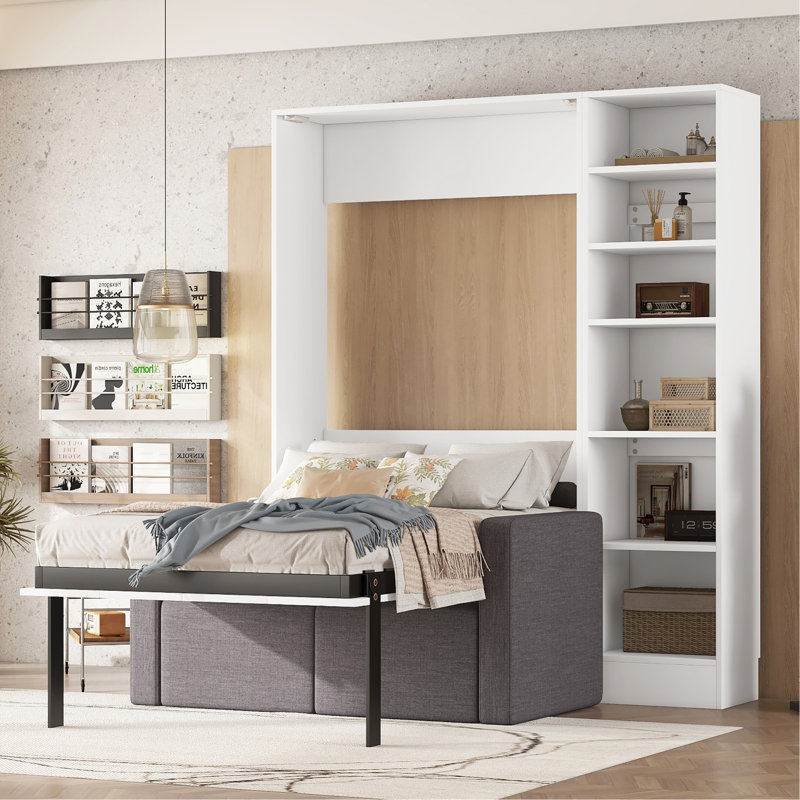 Murphy Bed Wall Bed With Sofa,With Shelves, Bed Frame