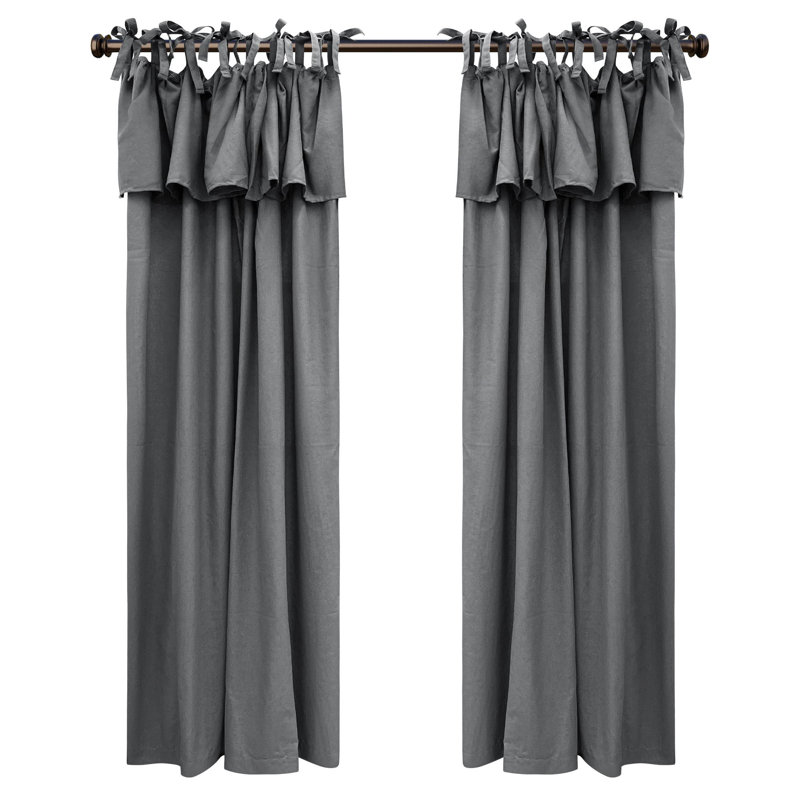 Paire de rideaux à nouettes en coton recyclé, L 52 po x L 84 po, Gris foncé