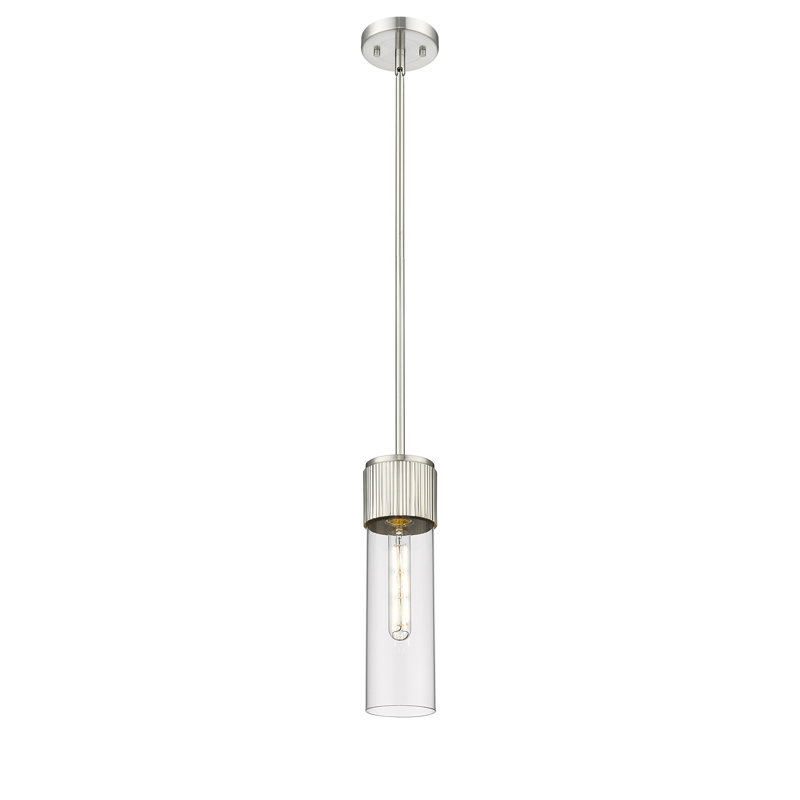 Maiza 1 - Light Single Drop Pendant Pendant, Clear, 7" H x 4" W x 4" D, Satin Nickel