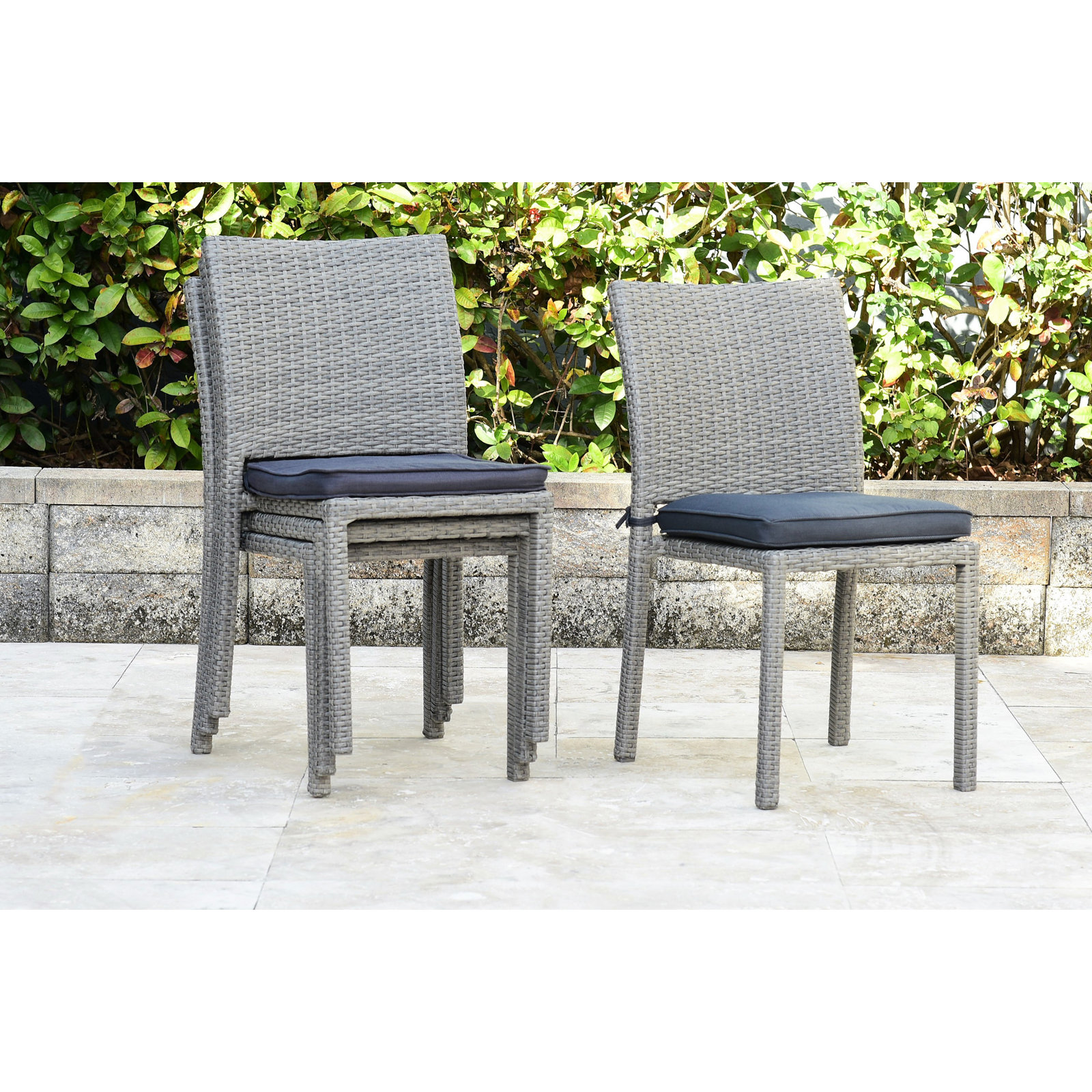 Alyisa Stackable Patio Side Chair, Gray, Gray