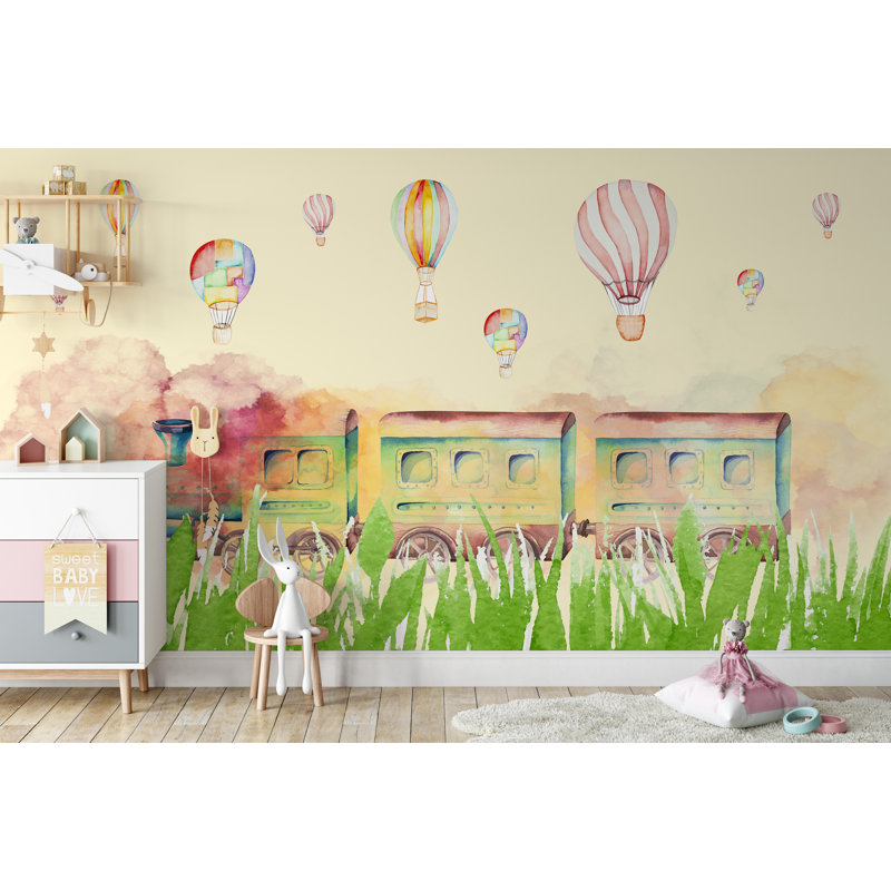 Papier peint locomotive train chambre d'enfant, L 57 po x l 86 po