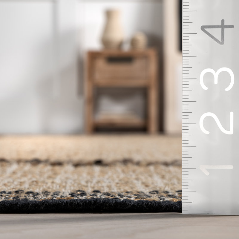 Handmade Natural Jute and Wool Rectangular Area Rug