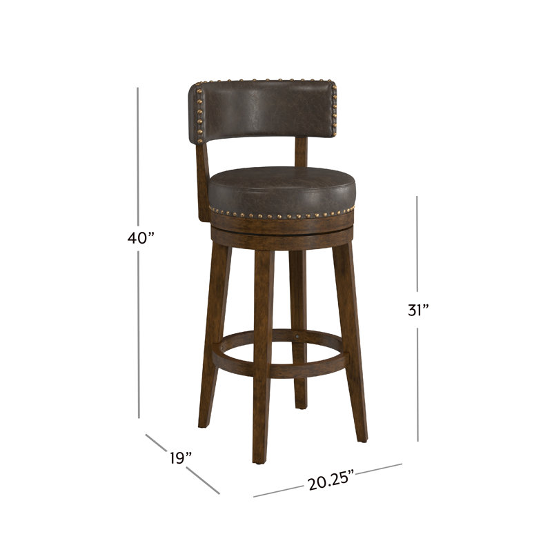 Wendover Upholstered Wood Swivel Stool, Bar Stool (30" Seat Height)
