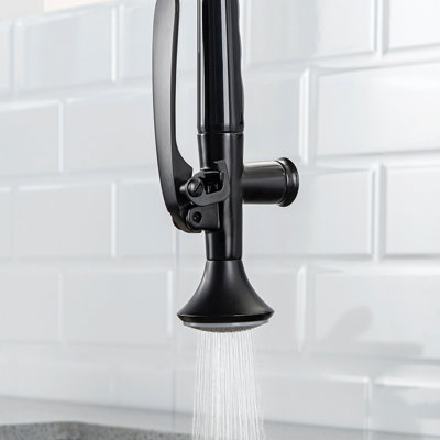 Heavy Duty Commercial Style Kitchen Sink Faucet, Single Handle Pre-Rinse Spring Sprayer Kitchen Faucets, High Arc Pull Down Kitchen Faucet