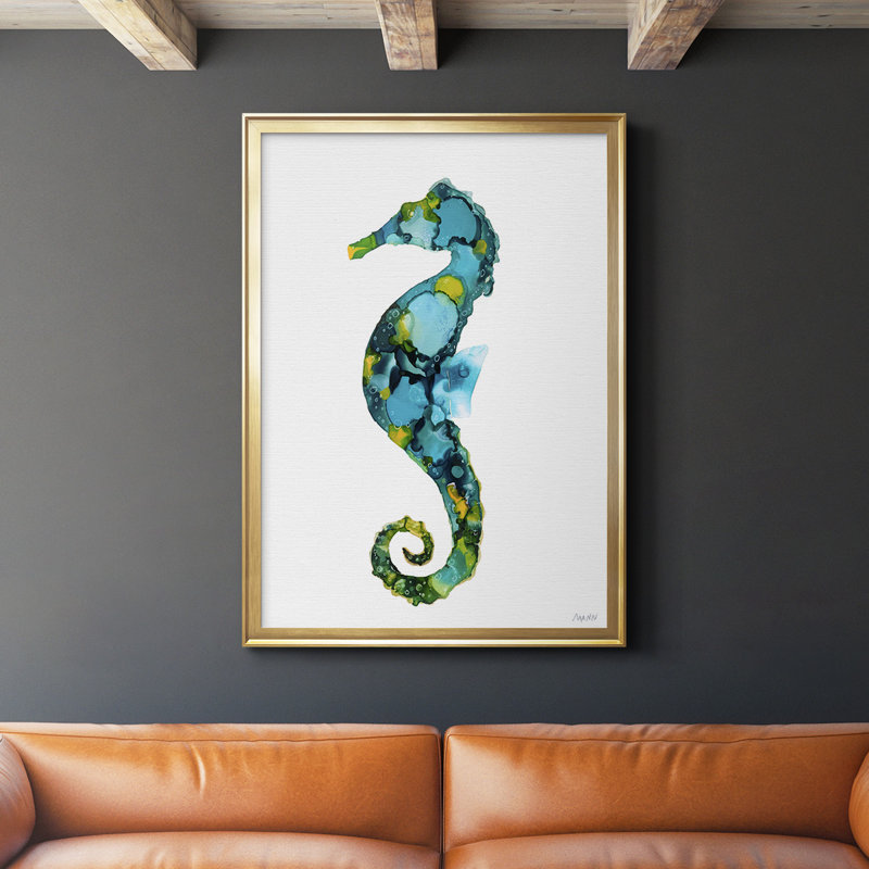Hippocampe, reproduction encadrée de qualité supérieure - prête à être accrochée, H 30,5 po x l 22,5 po x P 1,25 po