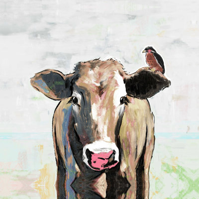 Vache painterly et oiseau commun