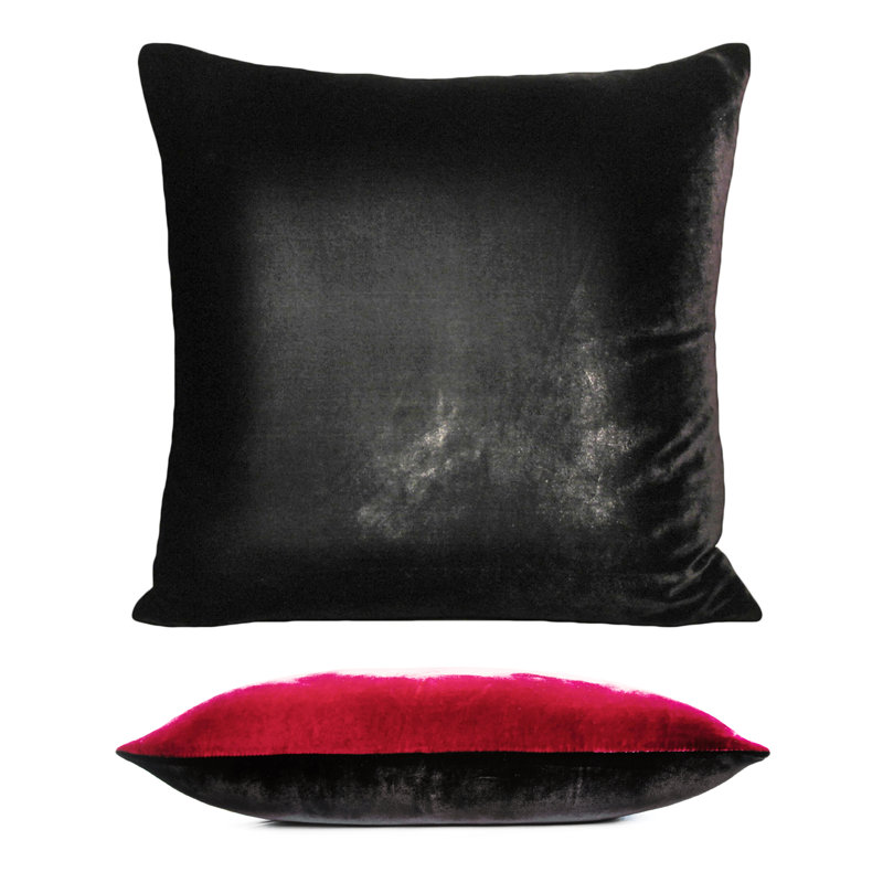 Two Tone Ombre Square Velvet Pillow Cover & Insert, 22" x 22", Dusk/Midnight