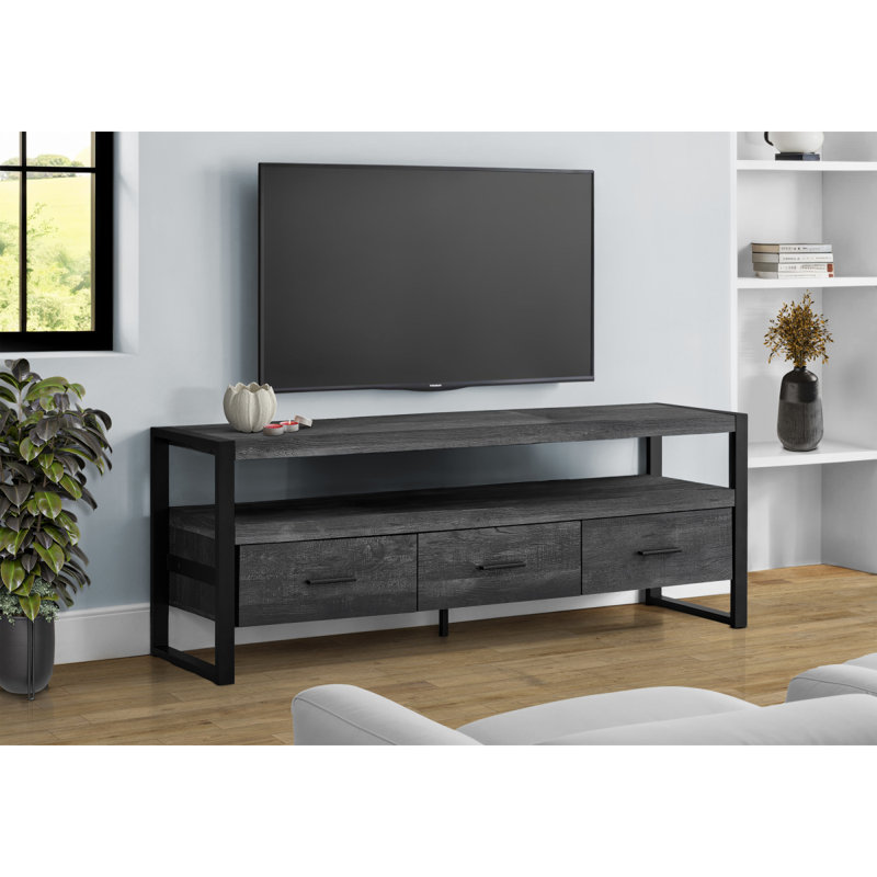 60 Inch Console Media Entertainment Center Storage Drawers, Black