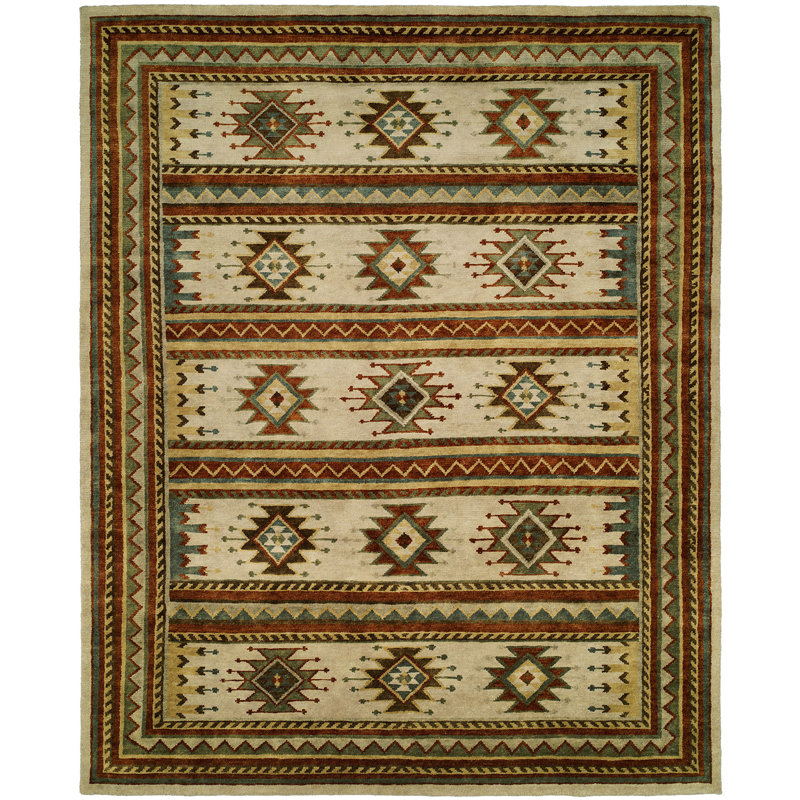 Kintla Wool Southwestern Area Rug in Ivory, Rectangle 6' x 9'