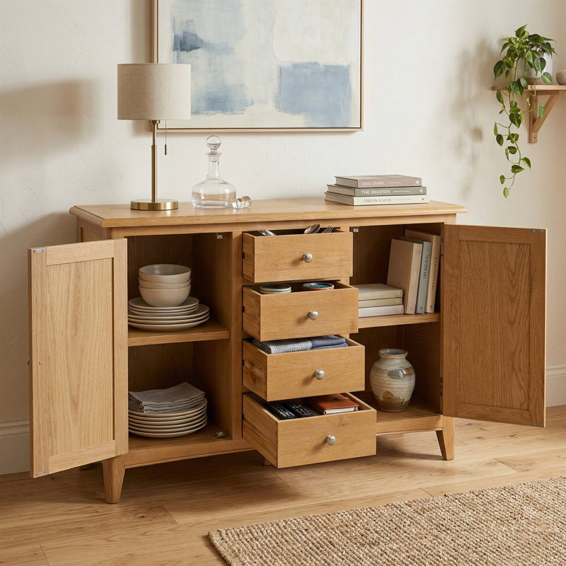 Censu Oak 4 Drawer Sideboard