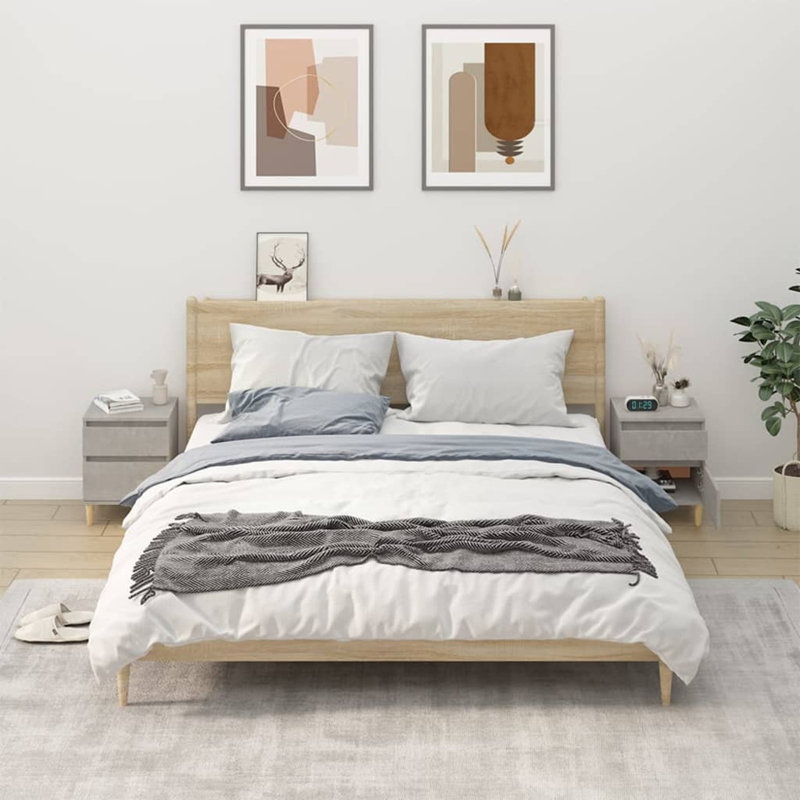 Elkins 40 cm W Bedside Table, Concrete Grey, 1