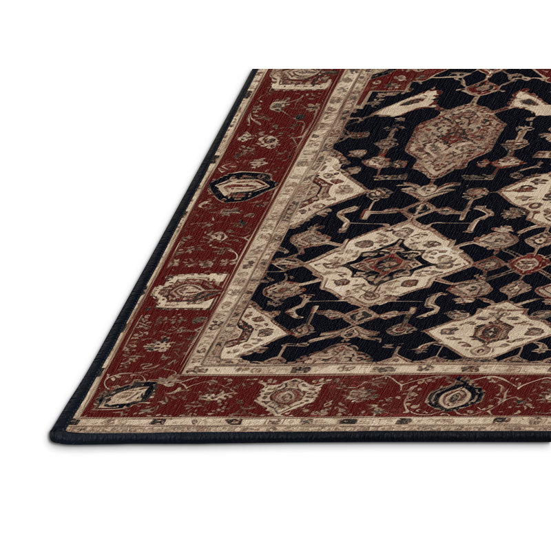 Tapis persan noir lavable à la machine
