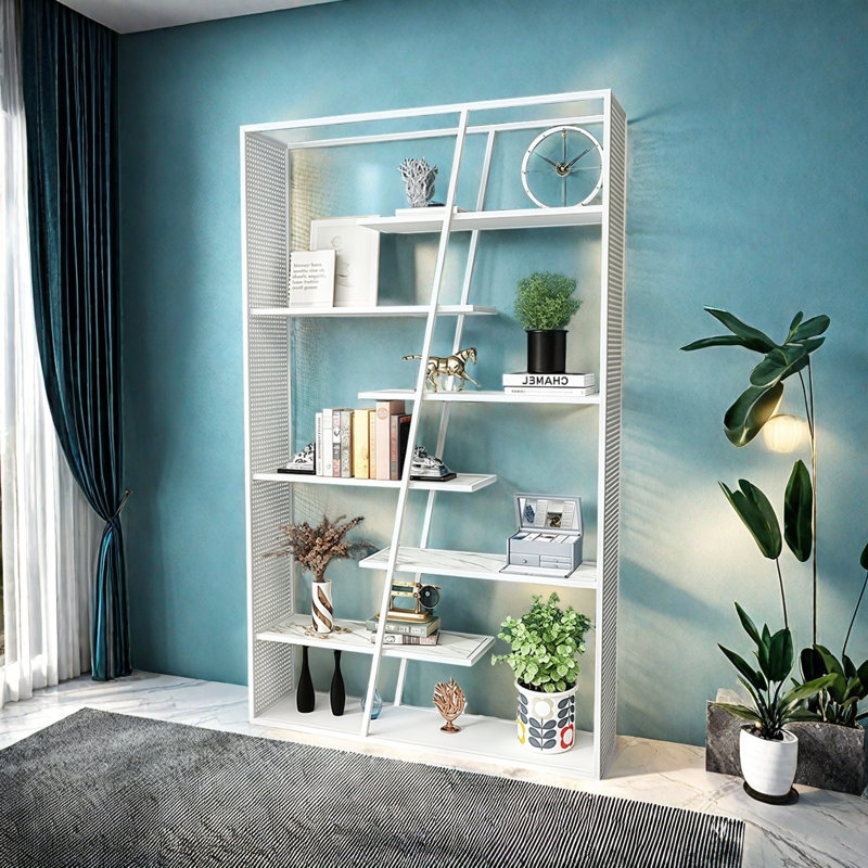 Fazeley, (7 Shelves) 78.7"H x 31.4"W x 11.8"D, Blanc