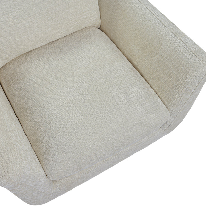 Fauteuil d'appoint rembourré en chenille entièrement pivotant à 360 °, Beige