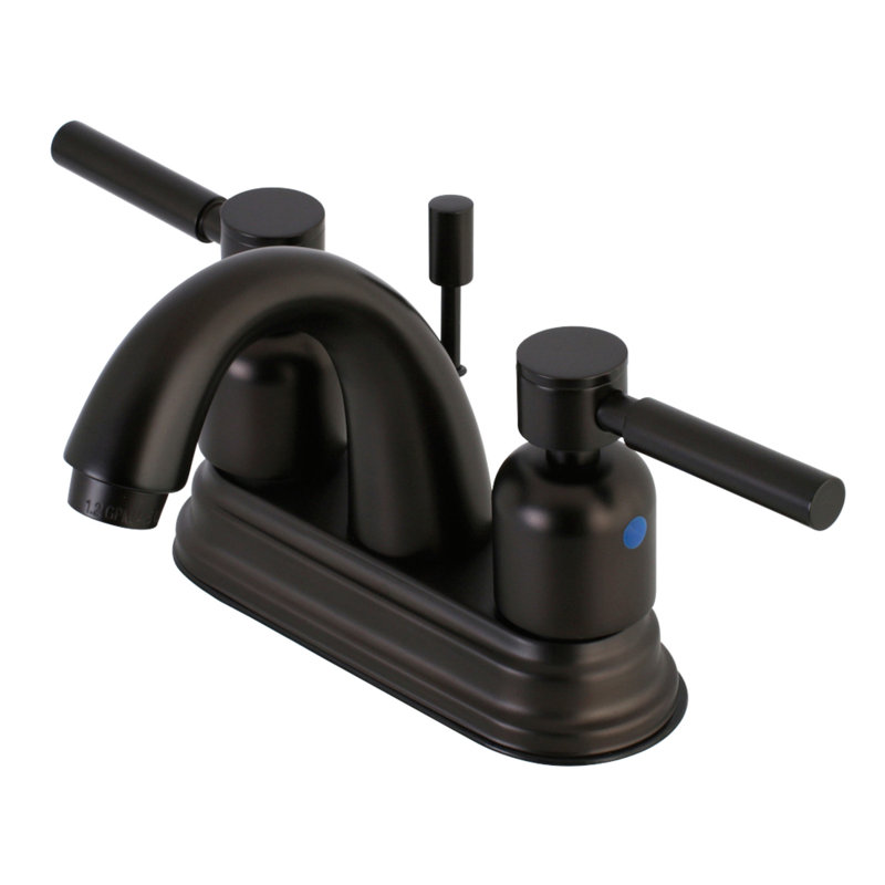 Kingston Brass Concord Two-Handle 3-Hole Deck Mount 4" Centerset Bathroom Faucet with Plastic Pop-Up, Oil Rubbed Bronze
