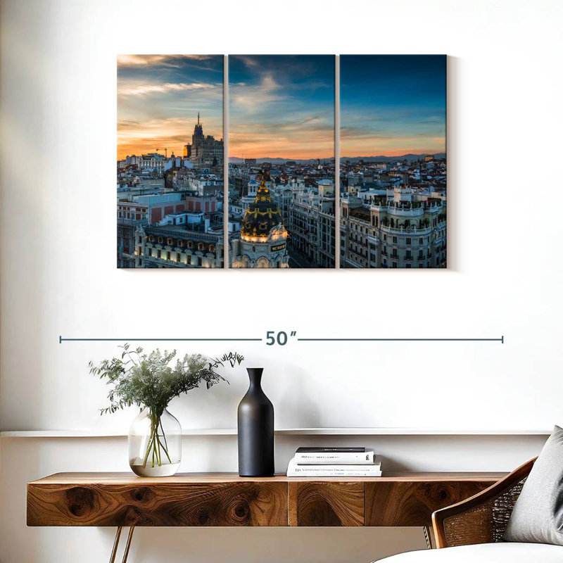Horizon de Madrid au crépuscule, H 24 po x l 38 po