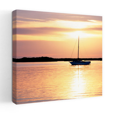 Moored Boat at Sunset Florida Keys FL 1 Piece Wrapped Canvas Wall Art