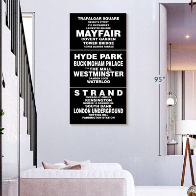 «Travel And Adventure Quotes London Bus Roll On Canvas», reproduction de 3 pièces