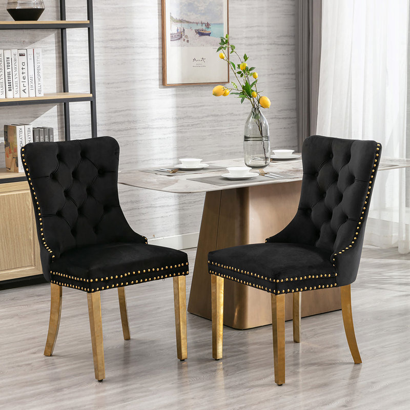 Chaise rembourrée haut de gamme en velours de bois massif
