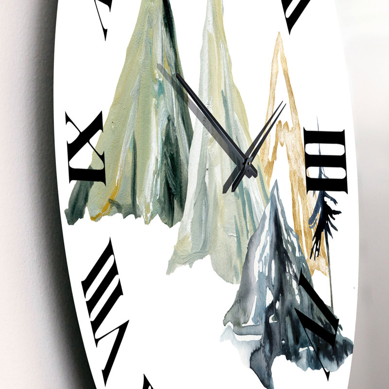 Hiver, paysage de montagne bleu foncé minimaliste I - horloge murale moderne, Petit