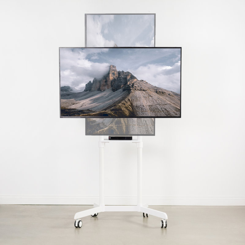 Elegant White Mobile TV Cart, 32"-88" Screens with Rotating Mount