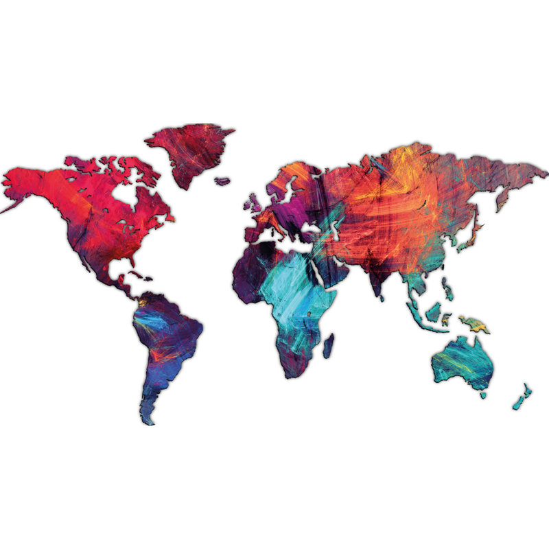 Giallobus - Mappa Del Mondo- Decorazione Da Parete In Legno MDF - Quadri Moderni Soggiorno, 105cm H x 190cm W, Black