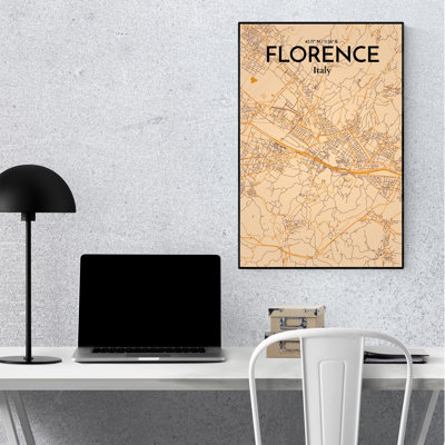 Florence, carte de la ville, impression rétro
