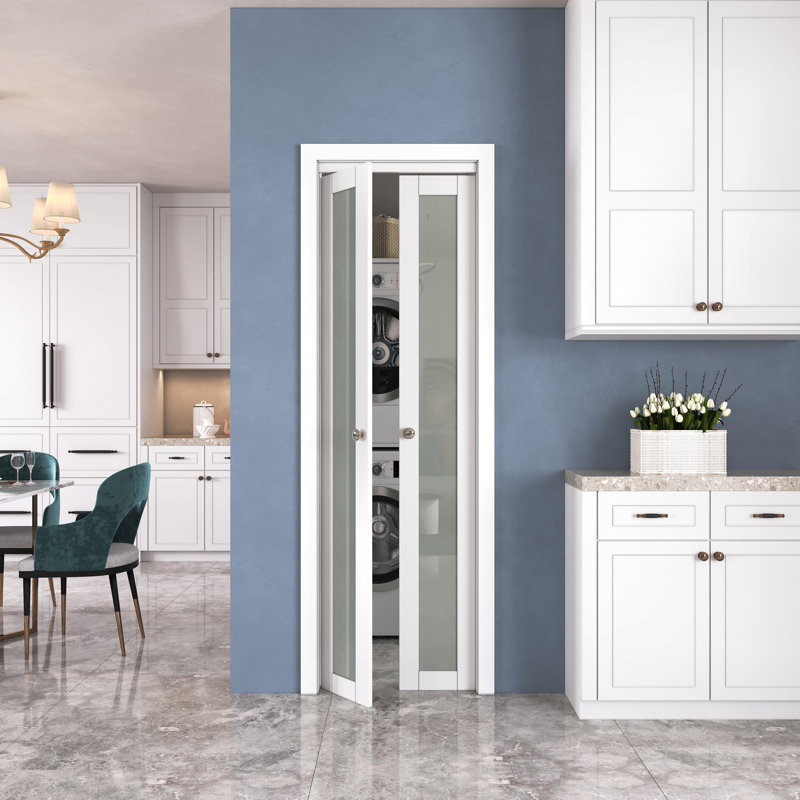 A 80'' Solid + Manufactured Wood without Installation Hardware Kit French Doors, 24" x80"