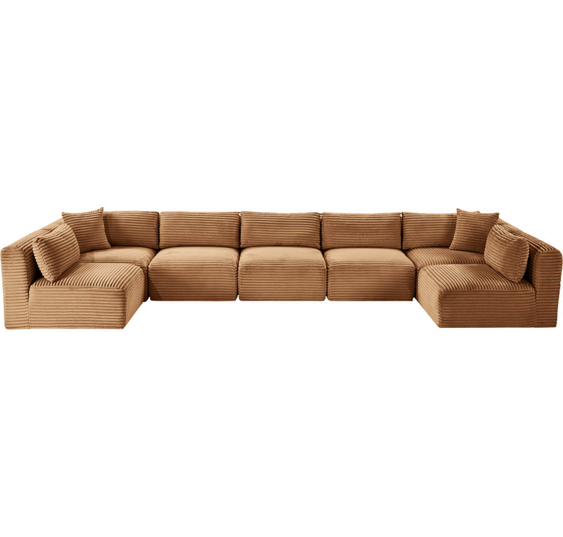 Canapé modulaire Carmean, Velours côtelé texturé, 5 Armless, 2 Corner