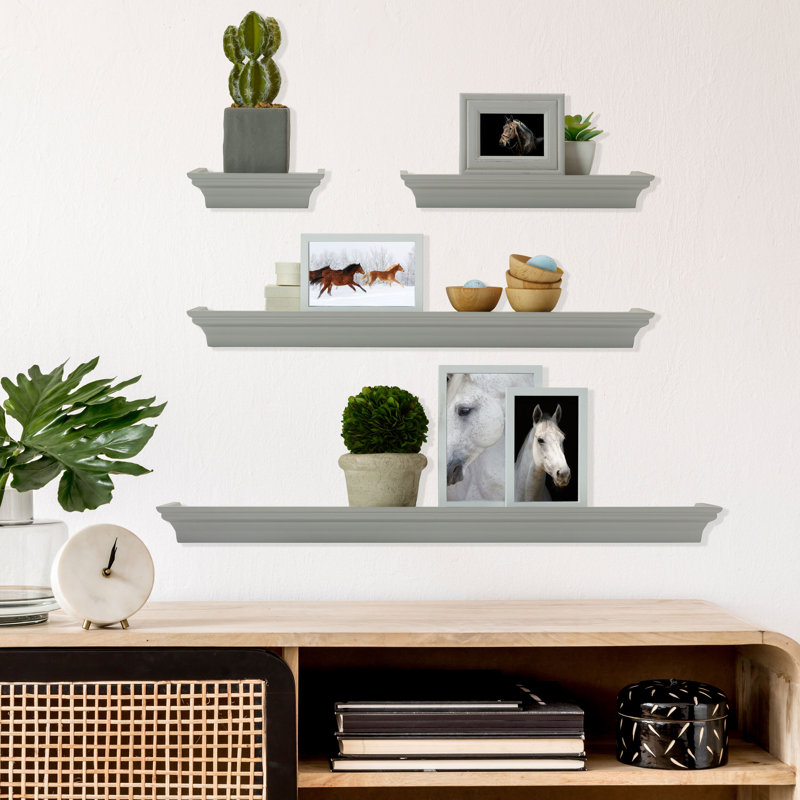 Melannco 4 Pieces Floating Wall Shelves for Bedroom, Living Room, Bathroom, Kitchen, Nursery, Black