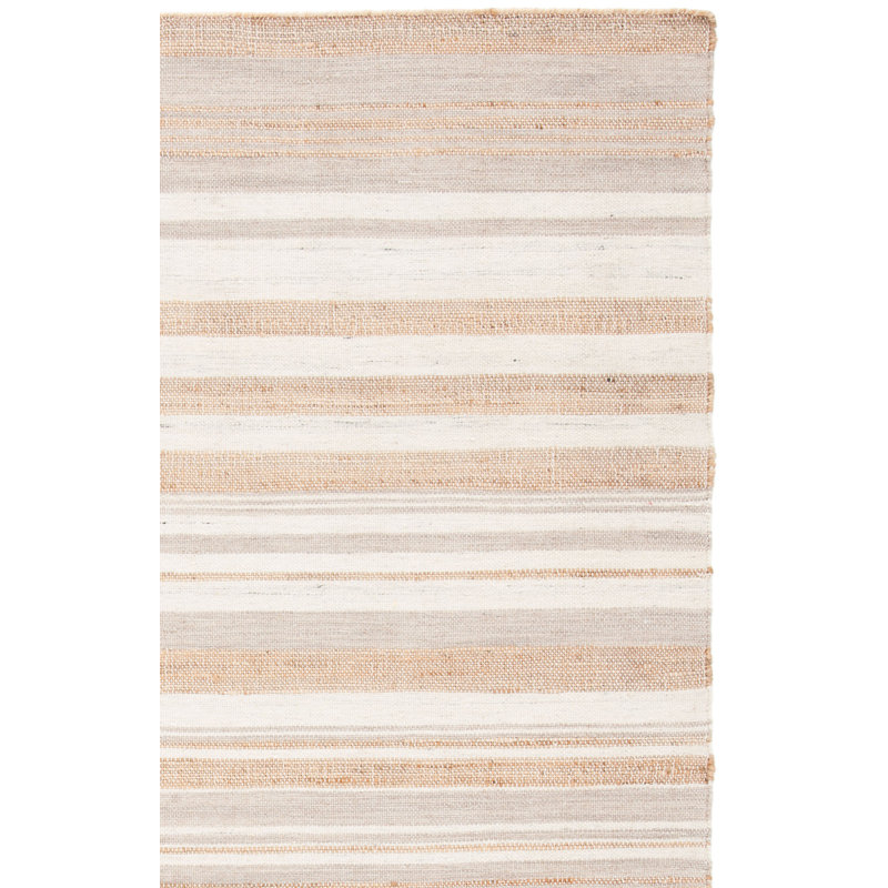Grice Hand Woven Jute/Wool Striped Rug in Natural/Ivory, Rectangle 4' x 6'