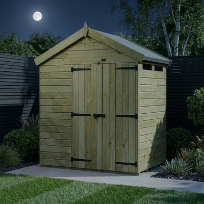 Total Sheds 4ft x 7ft Security Apex Shed - Heavy-Duty Hasp Staple Anti-Tamper - Pressure Treated Timber - UK Manufactured