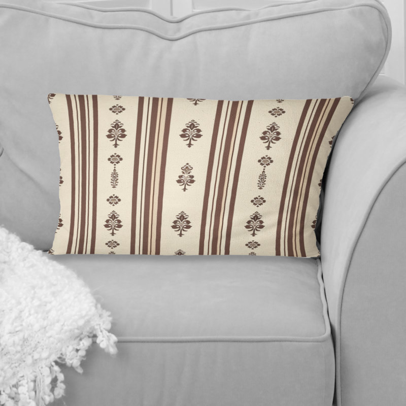 Motif à rayures brun et blanc I - Coussin lombaire traditionnel