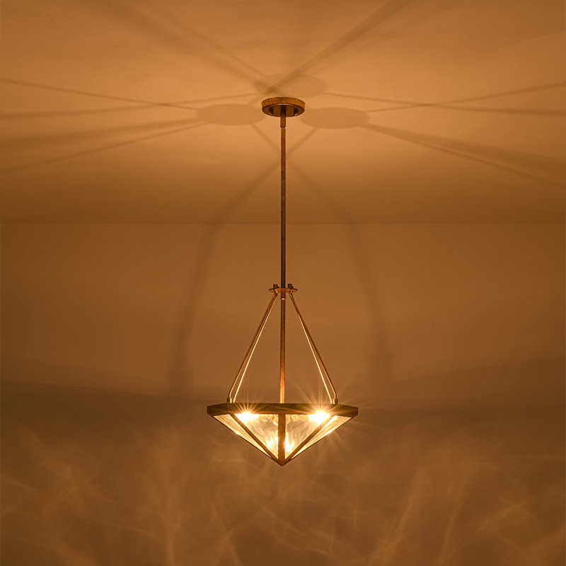 Luminaire suspendu géométrique à 3 lumières Artisan, 19.7" H x 16.1" W x 16.1" D