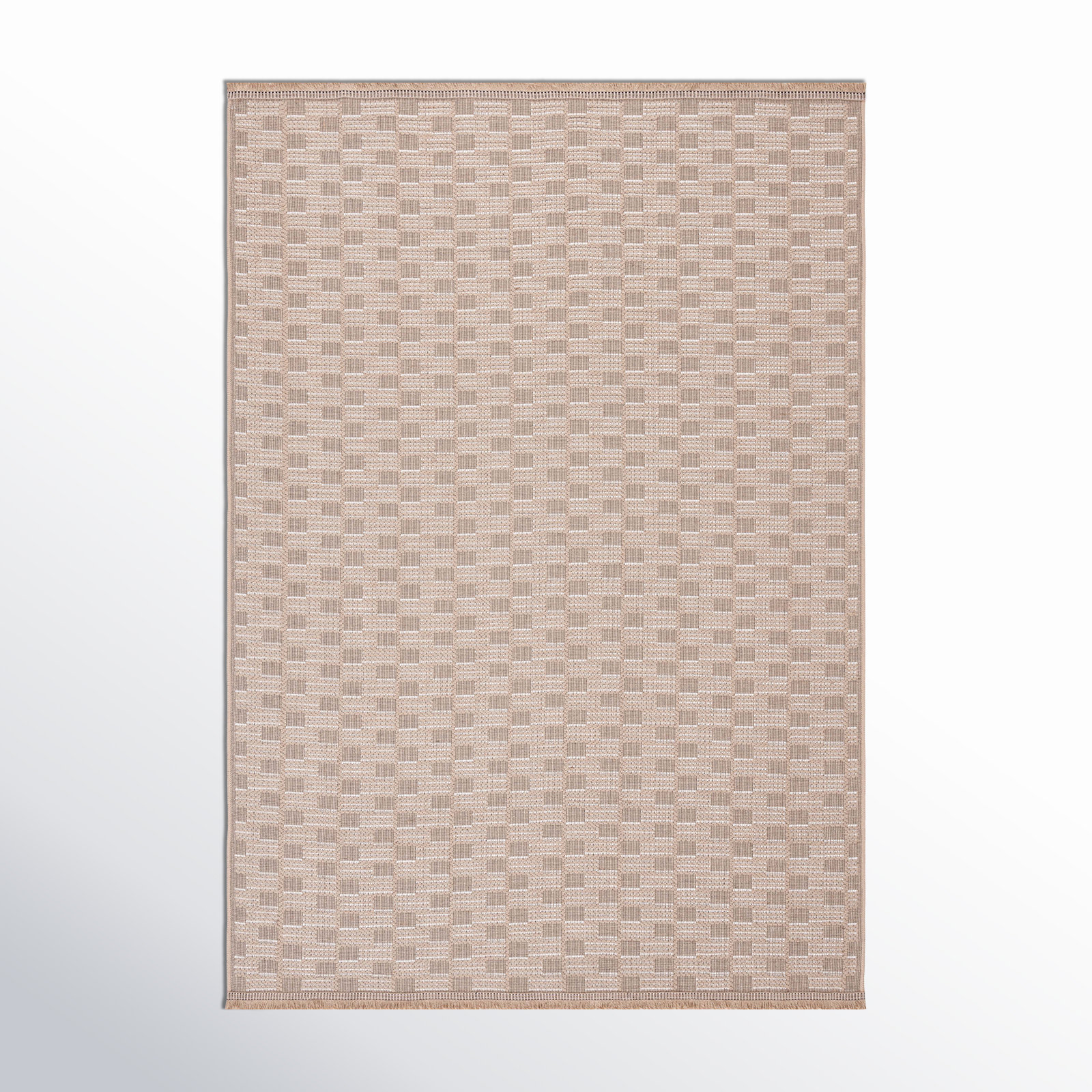 Eloi Natural Ivory Checkered Jute Rug, Rectangle 8'6" x 12'