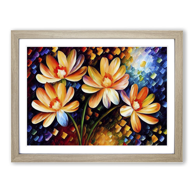 Mixed Flowers - Framed Print, 46cm H x 64cm W, Oak Framed