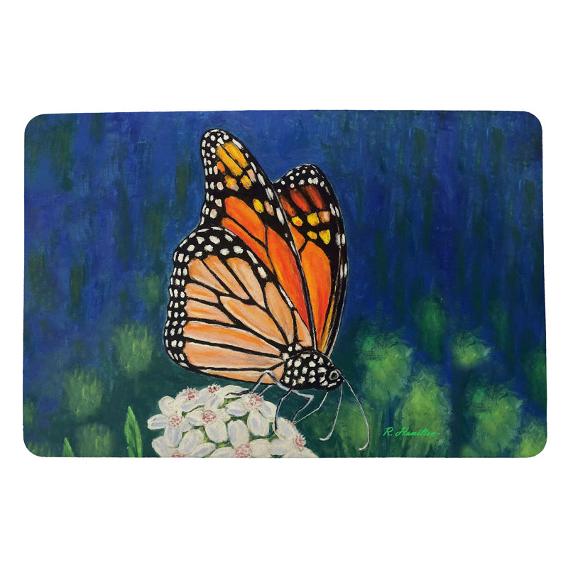 Tapis d'extérieur antidérapant Monarch and Flower 26 po x 18 po