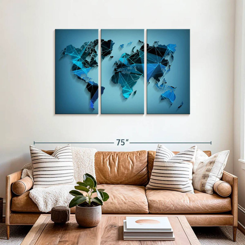 Aliaz Network Technology World Map, 36" H x 57" W
