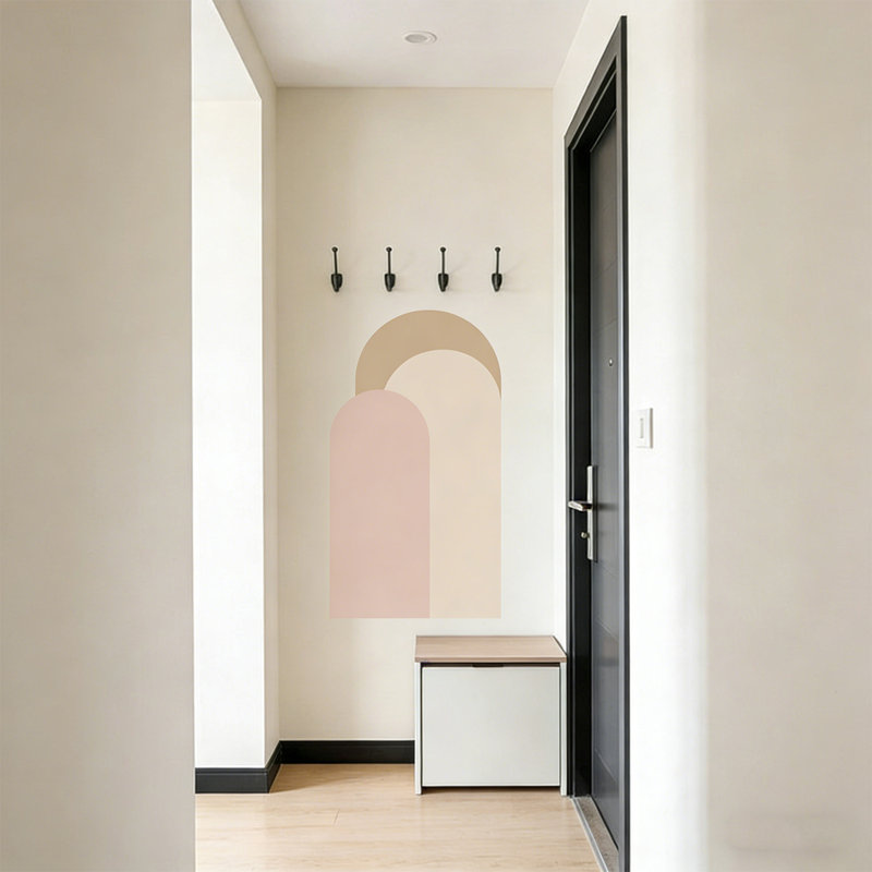 2pcs Arch Wall Decal, Modern Geometric Shape Peel and Stick Wallpaper Self-Adhesive Removable Sticker Boho Mural Decor for Living Room