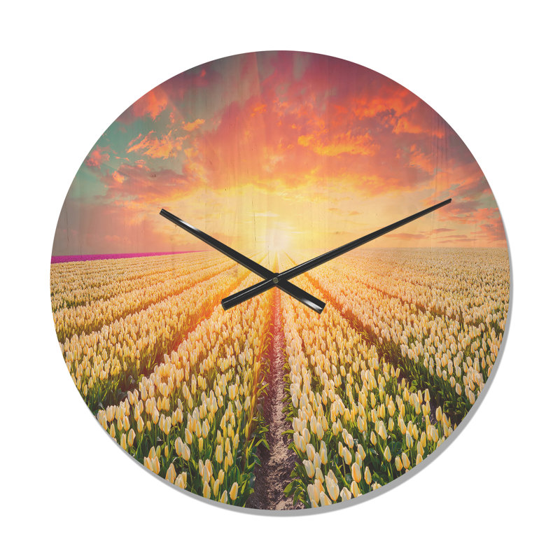 Horloge murale Blooming White Tulips, Moyen