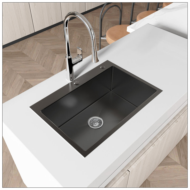Évier de cuisine encastré encastré 27 po x 19 po en acier inoxydable 27 po x 19 po (évier seulement)