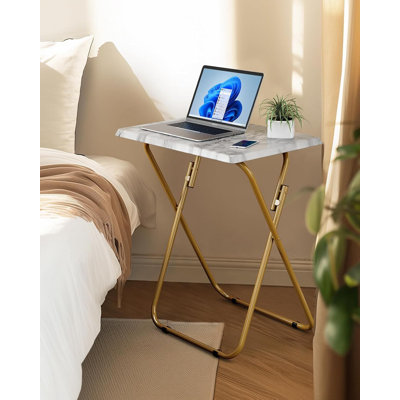Table-plateau pliable sans assemblage, robuste pour canapé et lit, idéale pour les collations et les repas