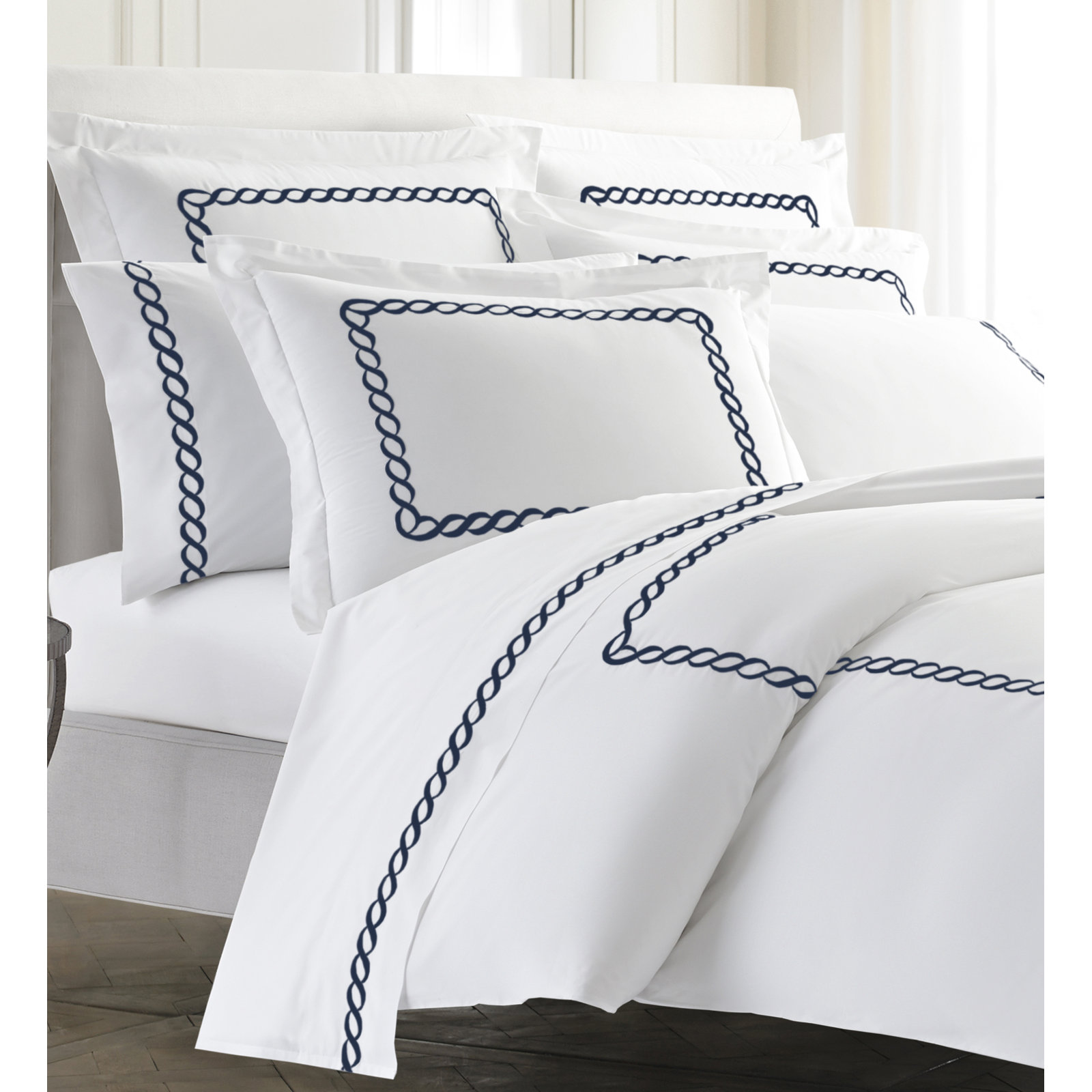 Lisbeth Cotton Blend Shams, King, Navy