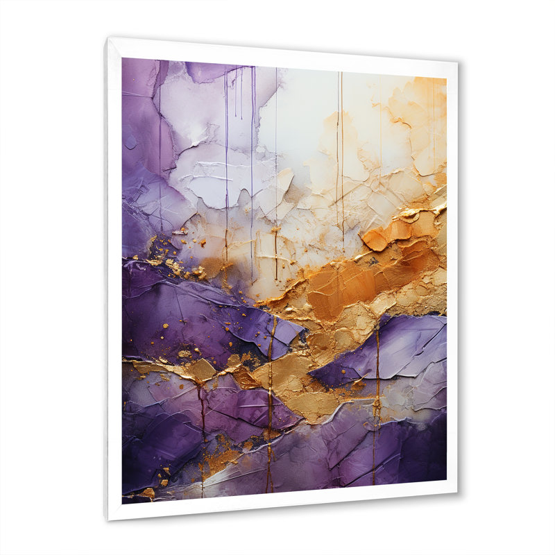 Helgert - fractale mauve abstraite - impression, Cadre simple blanc, H 32 po x l 16 po x P 1 po
