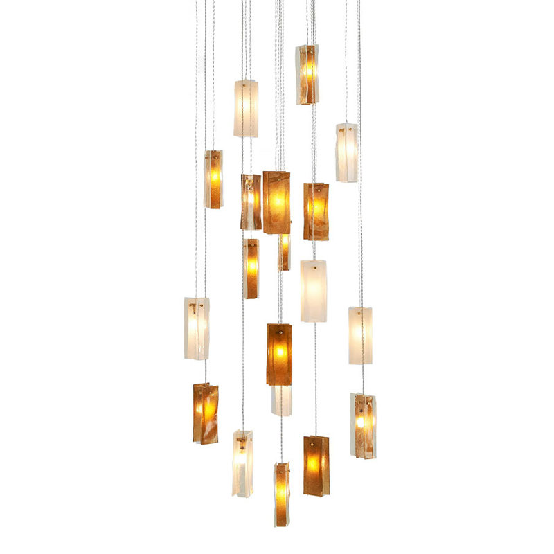 25 - Light Cluster Globe Pendant, White/Clear/Amber, 19