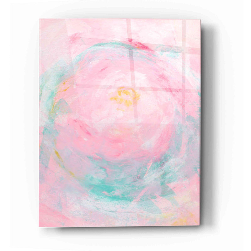 «Pink Peony», art mural en verre acrylique, H 24 po x l 16 po