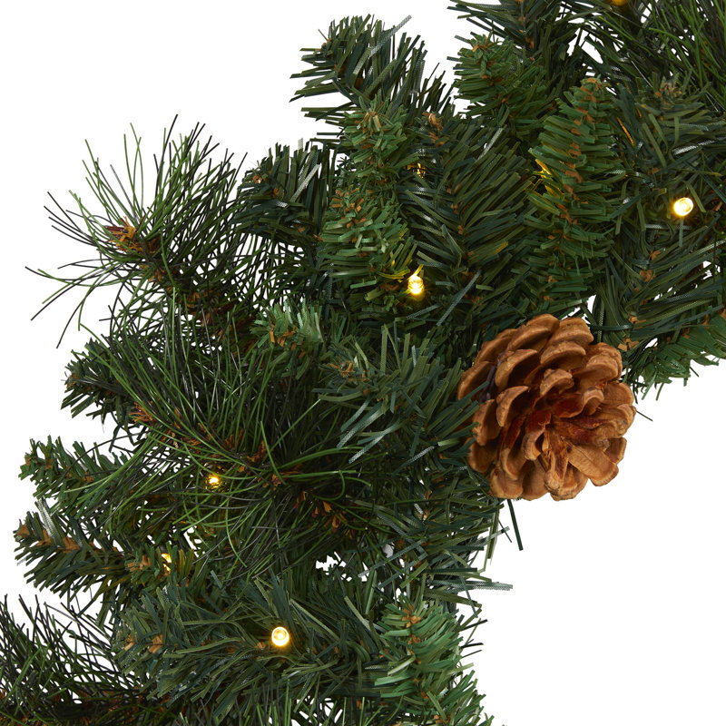 Faux Lighted Pine 20'' Wreath